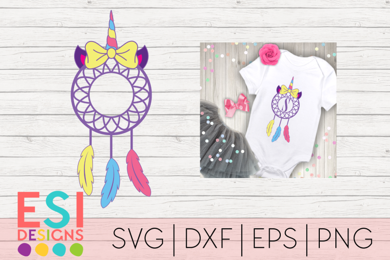 Free Unicorn Dream Catcher With Bow Design Svg Dxf Eps Png Crafter File Best Free Svg Cut Files