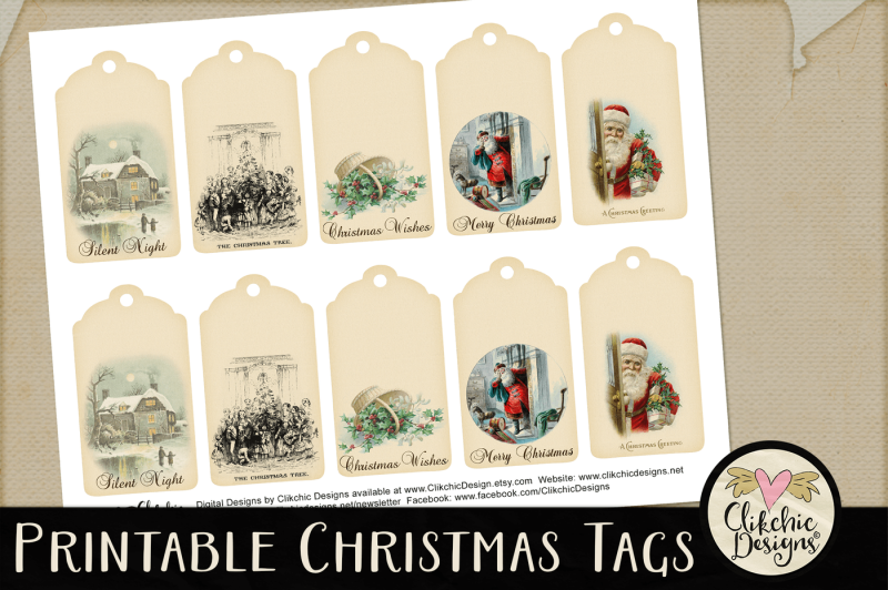 Download Free Free Printable Vintage Christmas Gift Tags Crafter File PSD Mockup Template