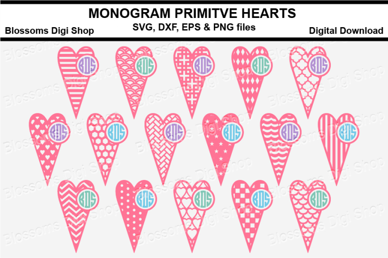 Download Free Monogram Primitive Heart Bundle Svg Dxf Eps And Png Files Vector Svg Free Anime Svg Files Download