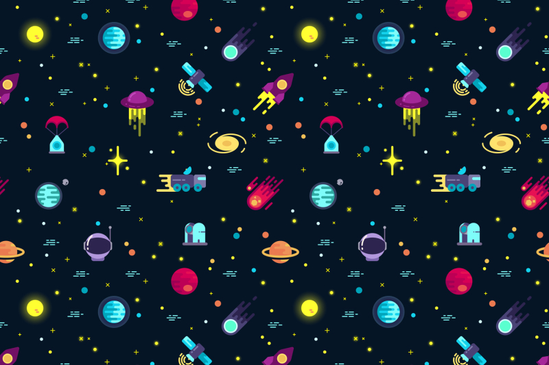 Download Space Vector Seamless Pattern With Planets And Spaceships By Microvector Thehungryjpeg Com