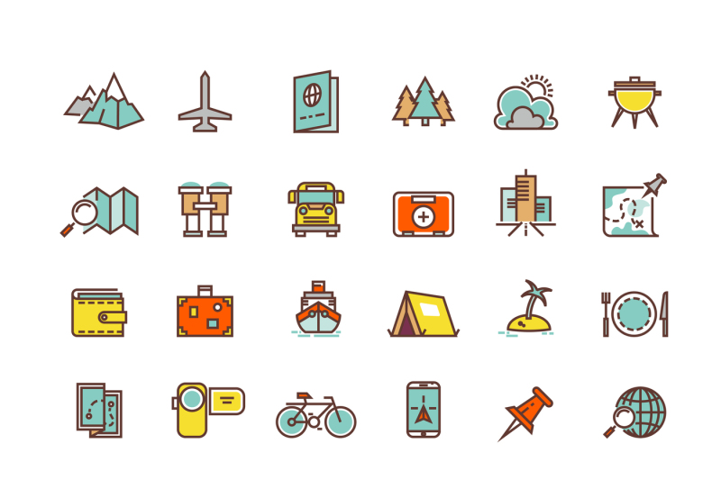 Tourism transport flat vector icons for web and mobile app By ...