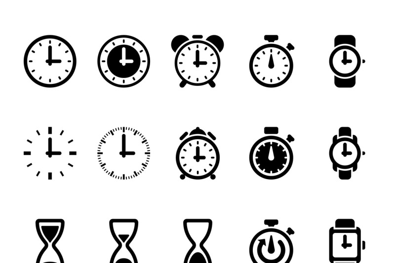 Clock, time vector icons By Microvector | TheHungryJPEG