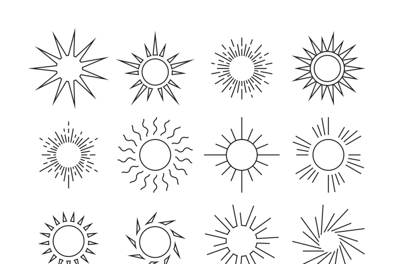 Sun line vector icons By Microvector