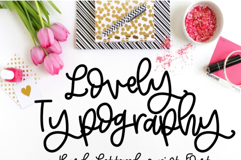 Lovely Typography Hand Lettered Modern Calligraphy Font By Kristin Amanda Designs Svg Cut Files Thehungryjpeg Com