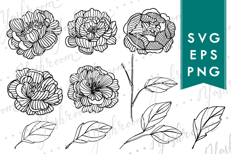 Download Free Peony Flowers Silhouette Svg Collection Crafter File Download Free Svg Cut Files SVG Cut Files