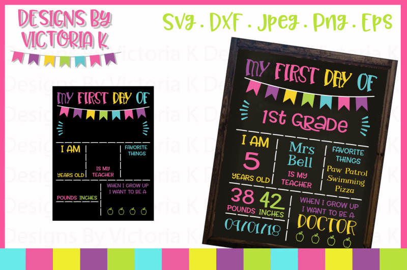 Free First Day Of School Chalkboard Design Svg Dxf Png Crafter File Best Free Svg Cut Files