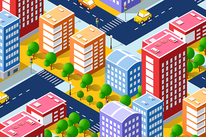 Isometric 3D city By Alexzel | TheHungryJPEG