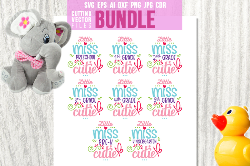 Little Miss School Bundle Svg Eps Ai Dxf Png Jpg Design Free Svg Files Download