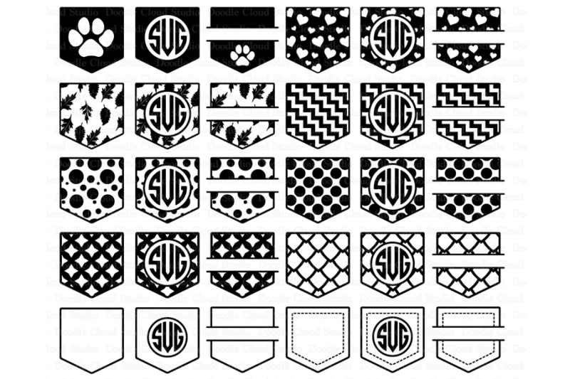 Download Pocket Patterns SVG, Shirt Pocket Monogram SVG files. By ...