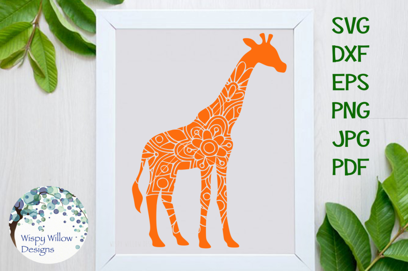 Giraffe Mandala, Animal Mandala SVG/DXF/EPS/PNG/JPG/PDF By Wispy Willow Designs | TheHungryJPEG.com