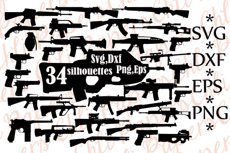 Download Free Gun Svg Silhouette clipart,ARMY WEAPONS SVG, Pistol ...