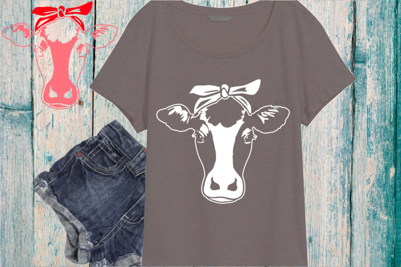 Cow Head whit Bandana Silhouette SVG western Farm Milk 890S By ...