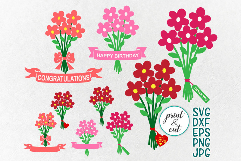 Free Flowers Bouquet Svg Bundle Svg Happy Birthday Svg Thank You Svg Crafter File Free Svg Cut Files