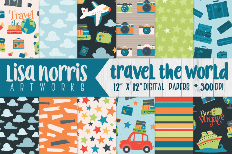 Free Travel The World Digital Papers Crafter File Download Best Free 16933 Svg Cut Files For Cricut Silhouette And More