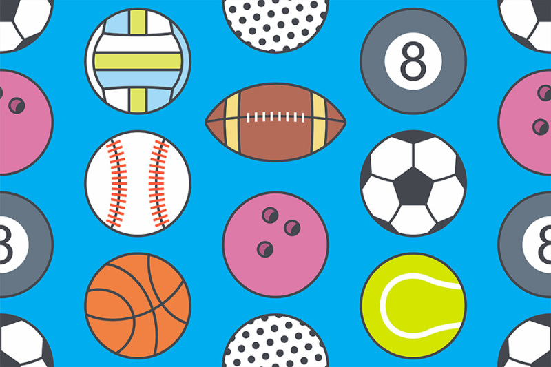 Seamless pattern with Sports Balls By Volyk | TheHungryJPEG