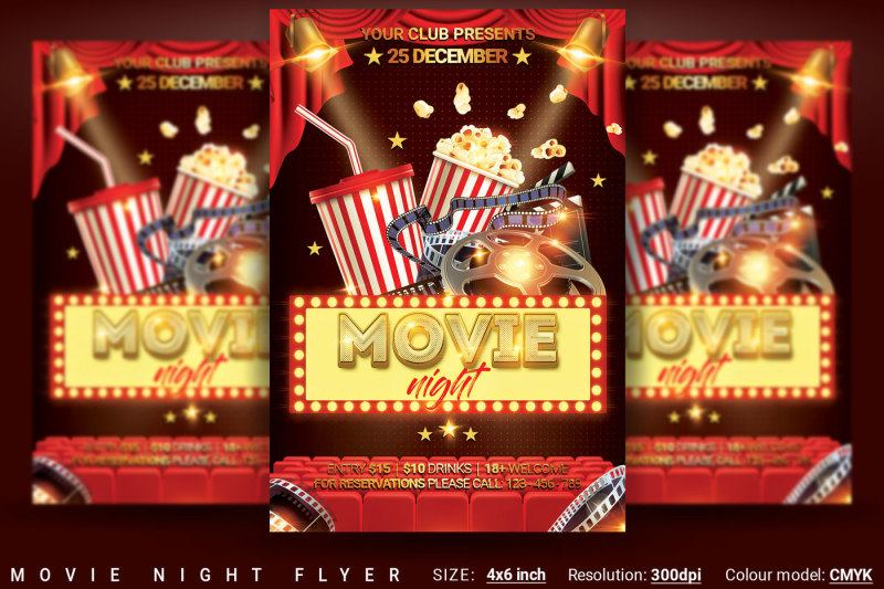 Movie Night Flyer By artolus | TheHungryJPEG