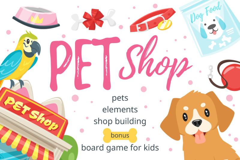 Pet shop set By Cartoon time! | TheHungryJPEG.com