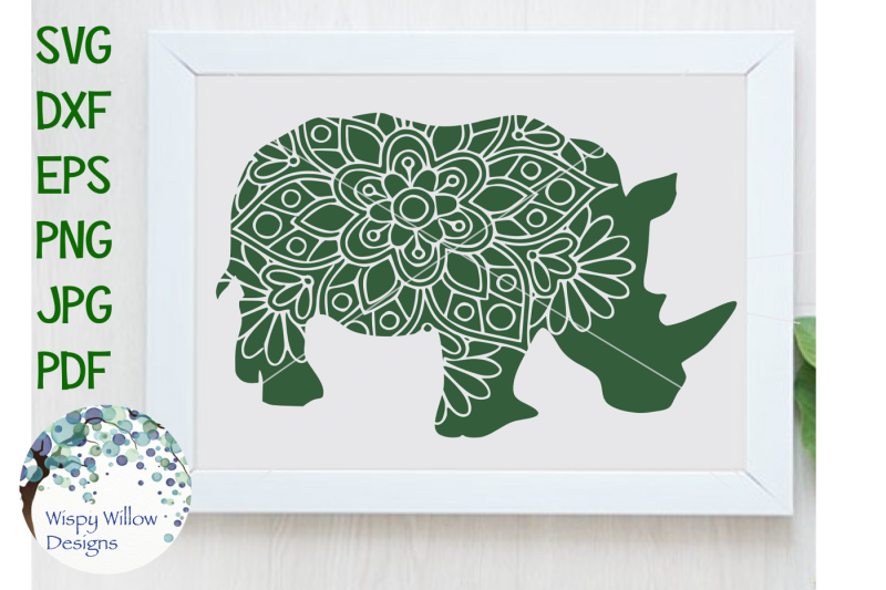 Download Free Rhinoceros Rhino Floral Mandala Svg Dxf Eps Png Jpg Pdf Svg Free Giraffe Svg File