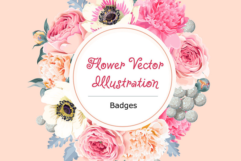 Flower Badge Vector Illustration By vito12 TheHungryJPEG
