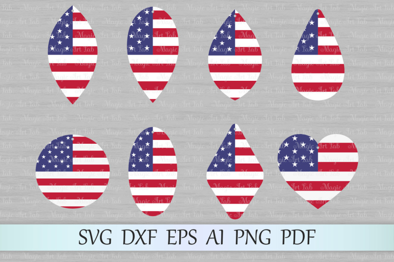 Download Free American Earrings Svg File Usa Earrings Cut File Dxf Png Pdf Eps Crafter File