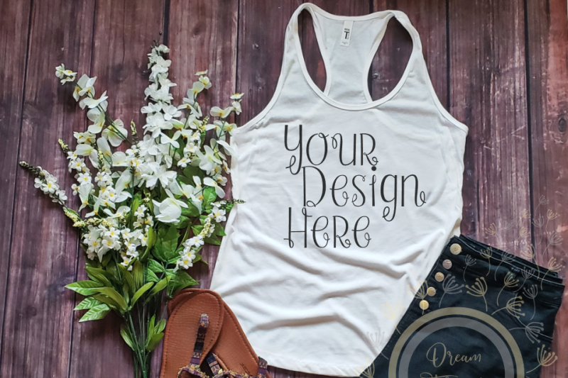 Download Next Level 1533 White Racerback Tank Top Mock Up By Dreamthreads Thehungryjpeg Com