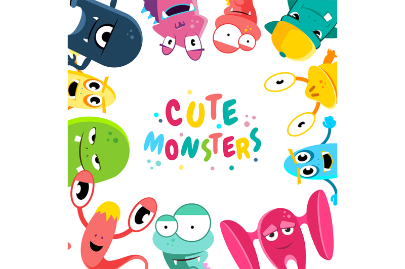 Cute cartoon monsters background By ONYX | TheHungryJPEG
