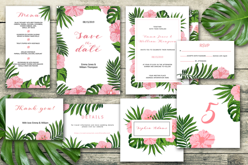 Wedding Tropical Collection By Elena Dorosh | TheHungryJPEG