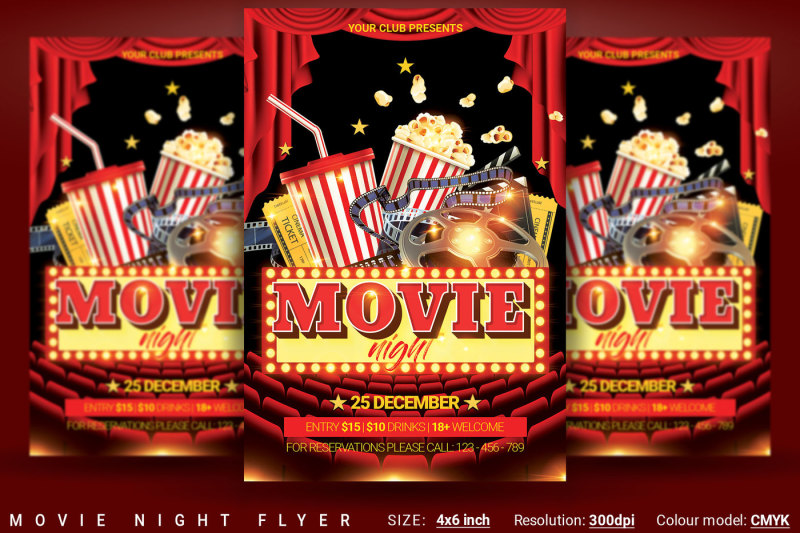 Movie Night Flyer By artolus | TheHungryJPEG.com