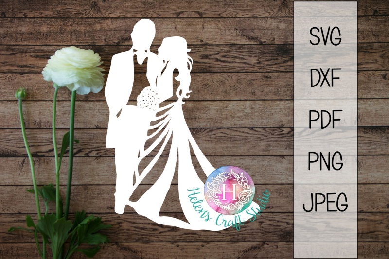 Download Wedding couple silhouette cutting file SVG/DXF/PNG By ...