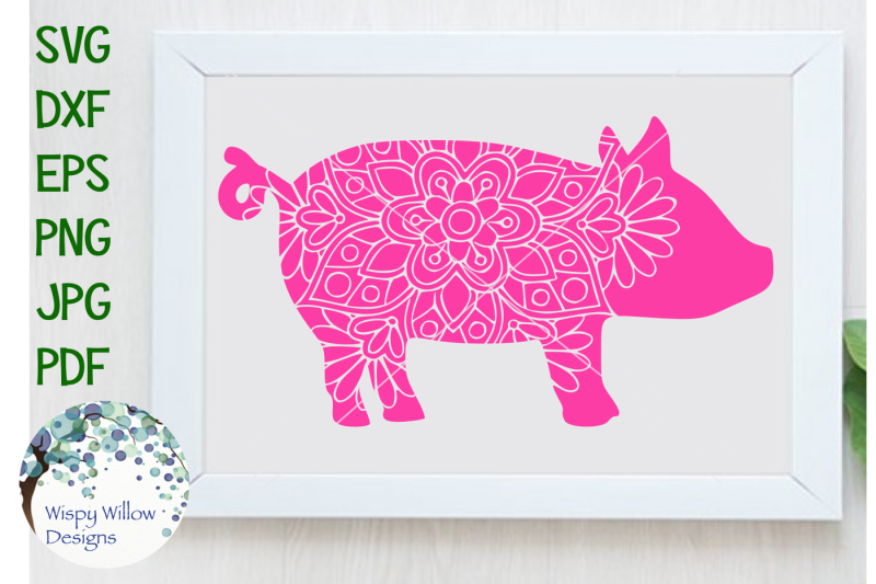 Download Floral Pig Mandala, SVG/DXF/EPS/PNG/JPG/PDF By Wispy ...