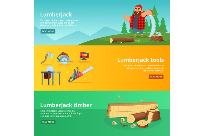 Horisontal banners of sawmill theme By ONYX | TheHungryJPEG