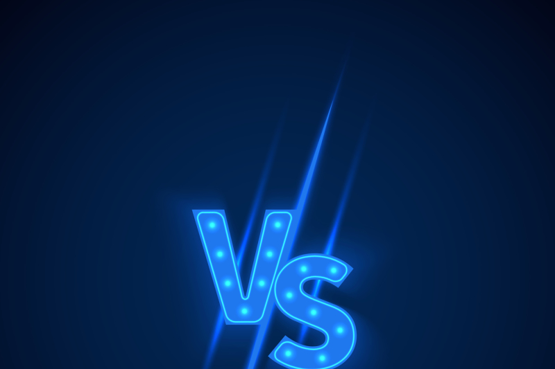 Icon neon versus logo vs letters for sports and fight competition. Battle  and match, game concept competitive. Vector illustration, Stock vector