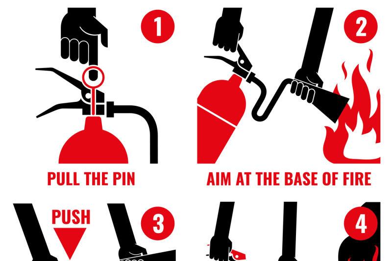 Картинки как пользоваться огнетушителем