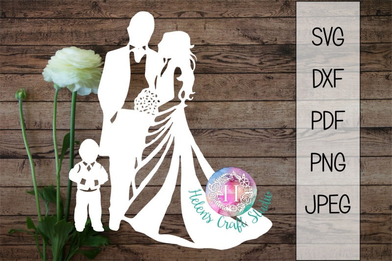 Download Free Wedding Couple And Boy Silhouette Cutting File Svg Dxf Pdf Jpeg Png Crafter File