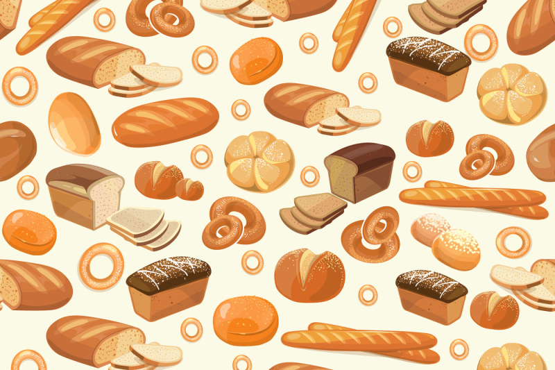 Vector bakery seamless pattern with cartoon bread By Microvector ...