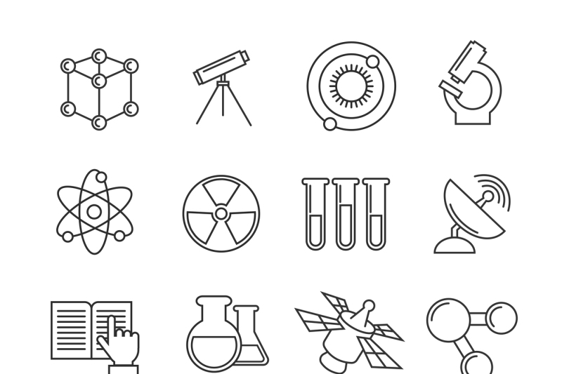 Science Vector Thin Line Icons Set By Microvector Thehungryjpeg Com