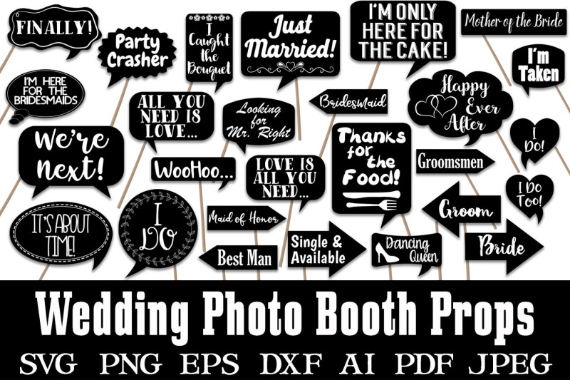 Wedding Photo Booth Props Svg Cut Files And Clipart Png Design