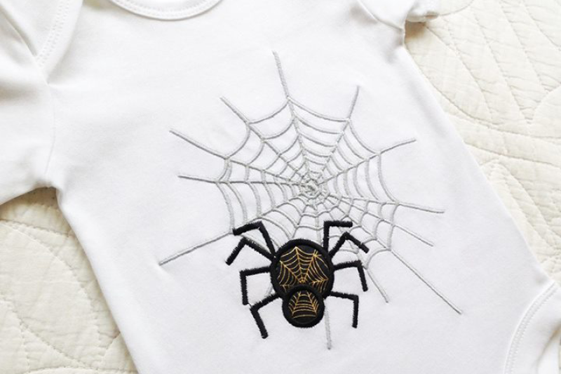 Spider Web Zig Zag Applique Machine Embroidery Design Spiders