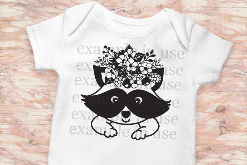 Download Baby Raccoon With Flowers Cutting Printable Template By Kartcreation Thehungryjpeg Com