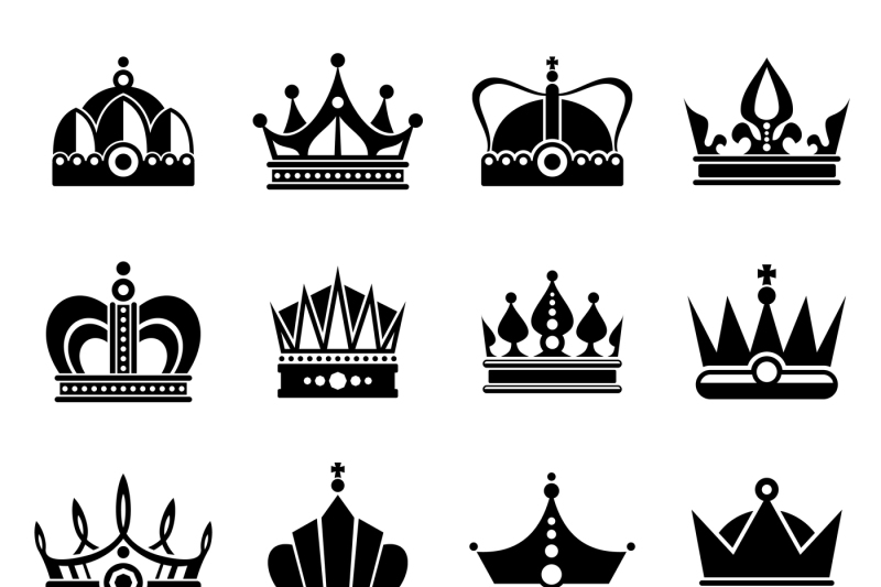 Silhouettes of black crowns By Microvector | TheHungryJPEG