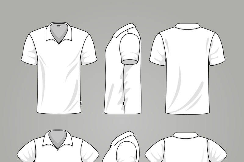 Blank white mens and womens t-shirt outline vector template By ...