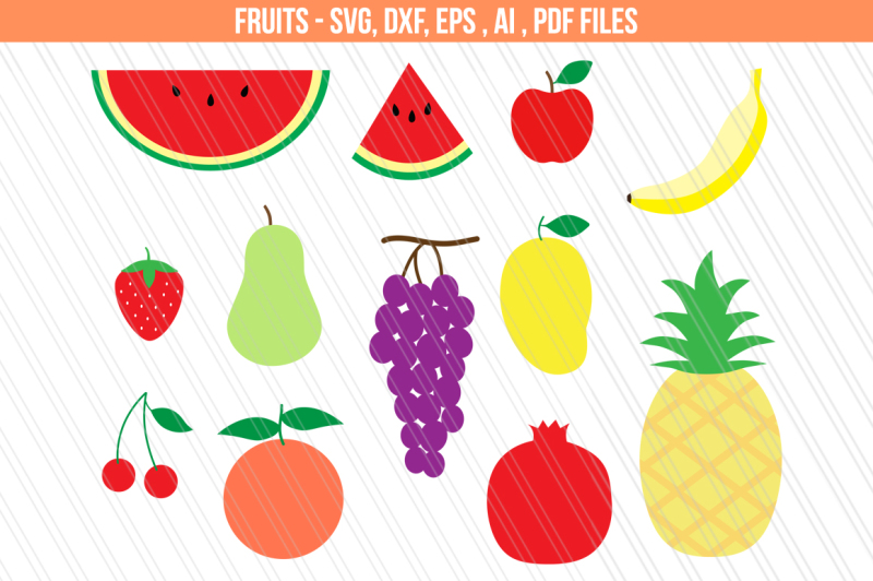 Free Fruits Svg Dxf Cut Files Fruits Clipart Svg Dxf Eps Ai Pdf Svg Free Border Svg Cut Files