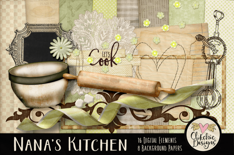 Nana's Kitchen Digital Scrapbook Kit Scalable Vector ...