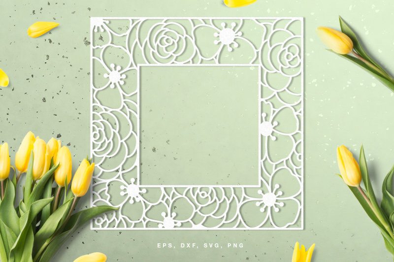 Free Floral Square Frame Digital Cut File Svg Dxf Png Eps Crafter File Great Places To Download Free Svg Files Cut Cut Craft