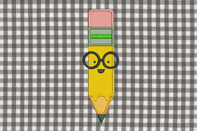 Pencil nerd applique embroidery scalable vector graphics design