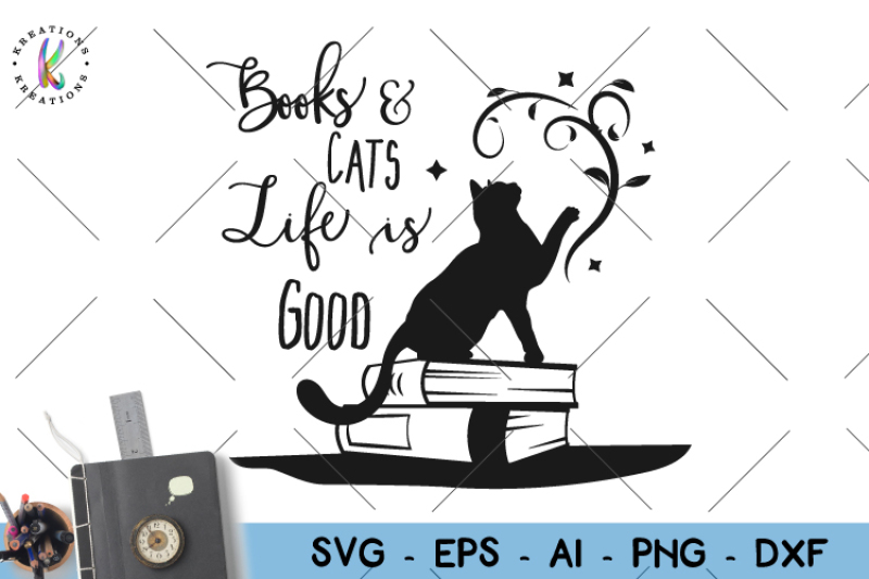 Download Books Svg Books And Cats Svg Design 3d Svg File Free Love