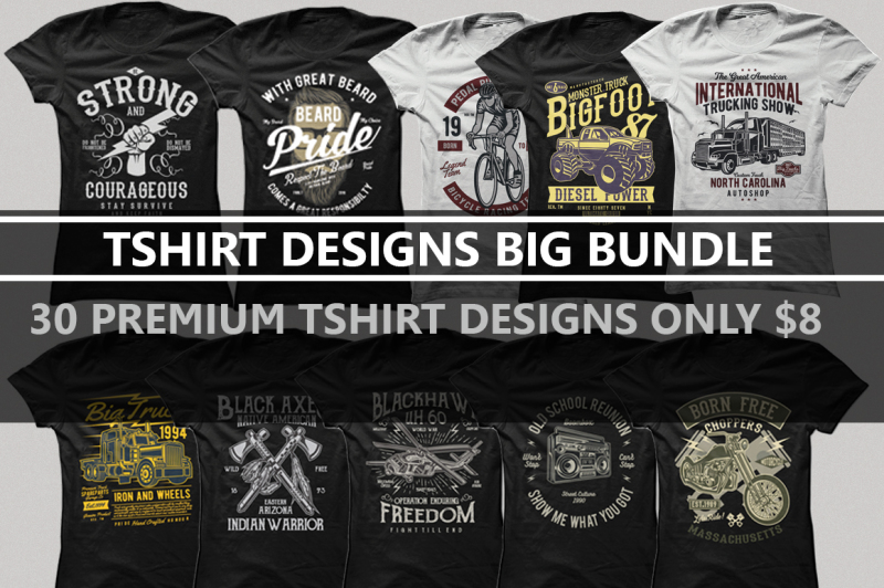 30 Premium Tshirt Designs Big Bundle By srbesu | TheHungryJPEG