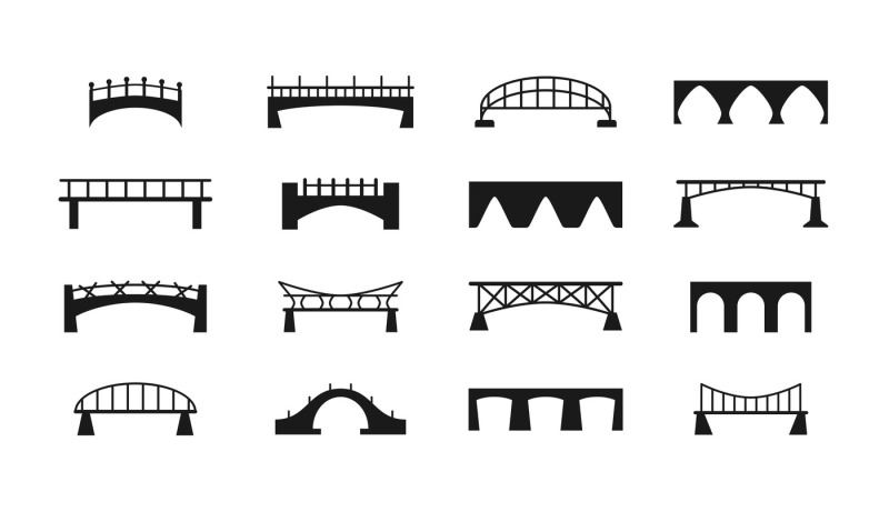 Bridges vector icons set By Microvector | TheHungryJPEG