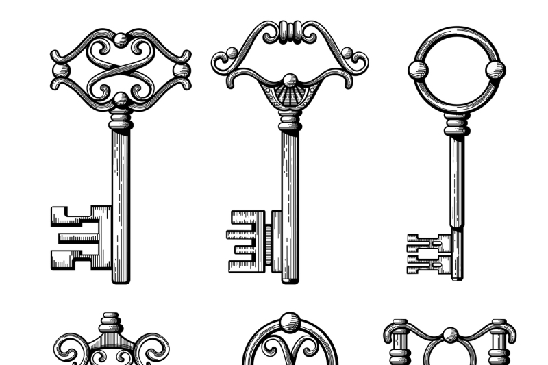 Vintage Medieval Keys Antique Chaves Vector Illustration By Microvector Thehungryjpeg Com