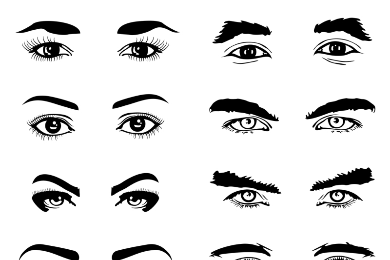 Male and female eyes eyebrows vector elements By Microvector ...